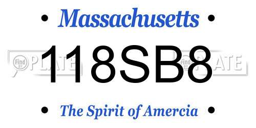 118SB8 Massachusetts License Plate