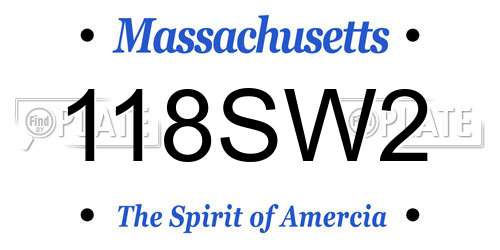 118SW2 Massachusetts License Plate