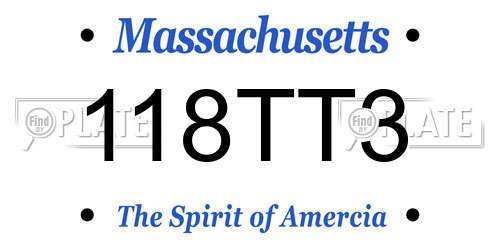 118TT3 Massachusetts License Plate