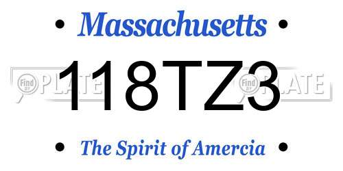 118TZ3 Massachusetts License Plate