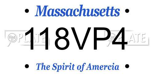 118VP4 Massachusetts License Plate