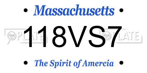 118VS7 Massachusetts License Plate
