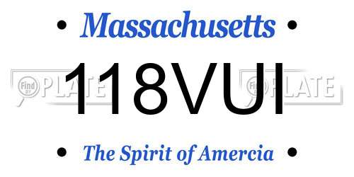 118VUI Massachusetts License Plate