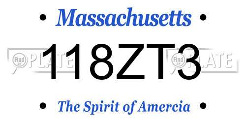 118ZT3 Massachusetts License Plate