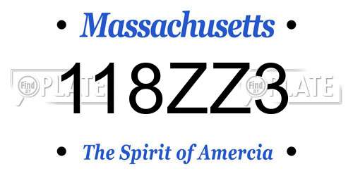 118ZZ3 Massachusetts License Plate