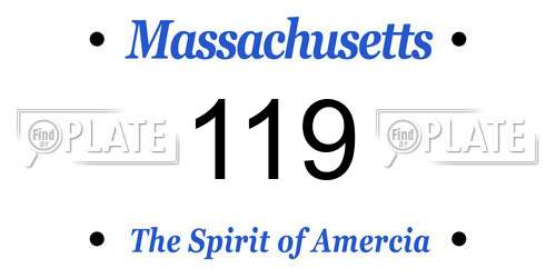 119 Massachusetts License Plate
