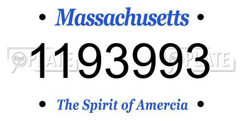 1193993 Massachusetts License Plate