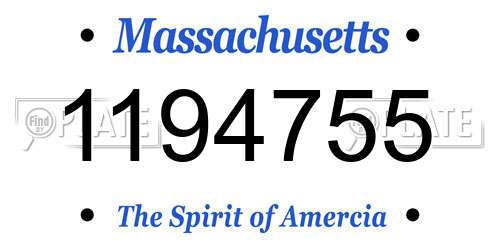 1194755 Massachusetts License Plate