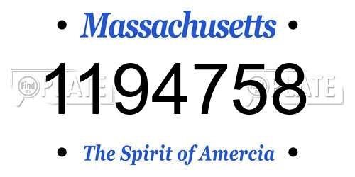 1194758 Massachusetts License Plate