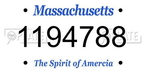 1194788 Massachusetts License Plate