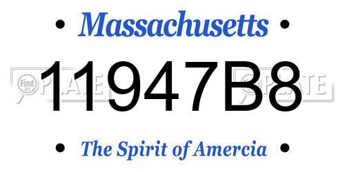 11947B8 Massachusetts License Plate
