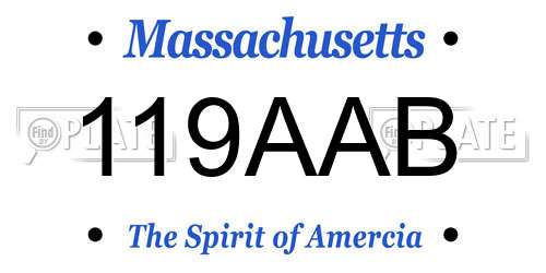 119AAB Massachusetts License Plate