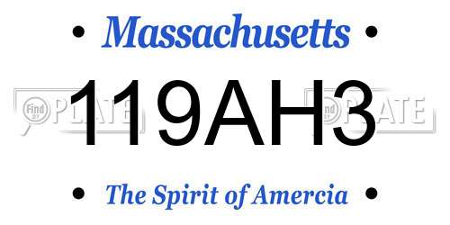 119AH3 Massachusetts License Plate