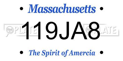 119JA8 Massachusetts License Plate
