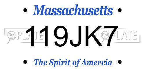 119JK7 Massachusetts License Plate