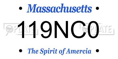 119NC0 Massachusetts License Plate