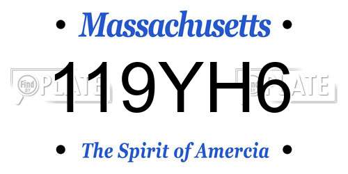 119YH6 Massachusetts License Plate