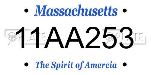 11AA253 Massachusetts License Plate