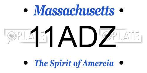 11ADZ Massachusetts License Plate