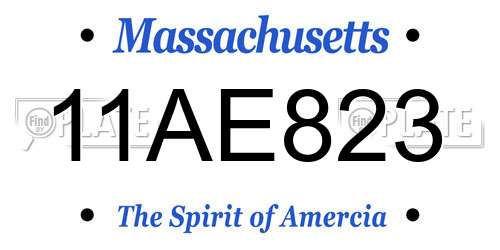 11AE823 Massachusetts License Plate