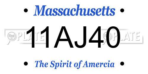 11AJ40 Massachusetts License Plate