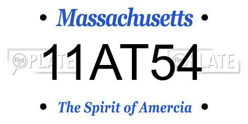 11AT54 Massachusetts License Plate