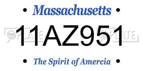 11AZ951 Massachusetts License Plate
