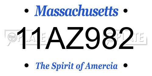 11AZ982 Massachusetts License Plate