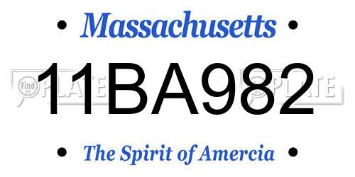 11BA982 Massachusetts License Plate