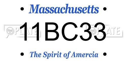 11BC33 Massachusetts License Plate