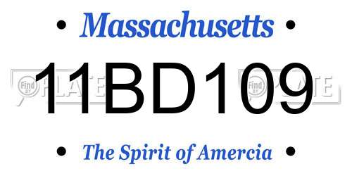 11BD109 Massachusetts License Plate