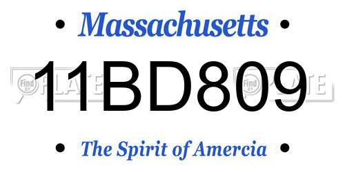 11BD809 Massachusetts License Plate
