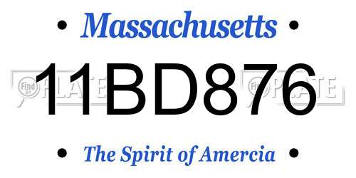 11BD876 Massachusetts License Plate