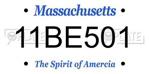 11BE501 Massachusetts License Plate