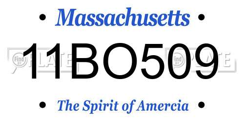 11BO509 Massachusetts License Plate