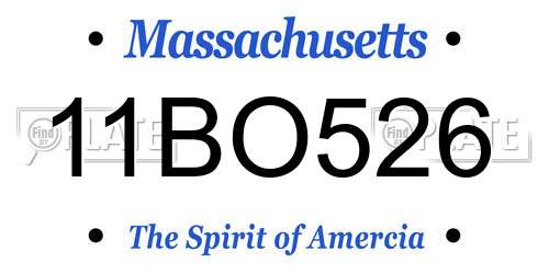 11BO526 Massachusetts License Plate