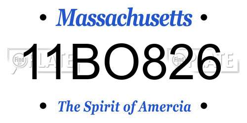 11BO826 Massachusetts License Plate