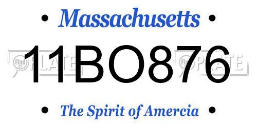 11BO876 Massachusetts License Plate