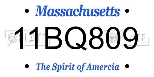 11BQ809 Massachusetts License Plate
