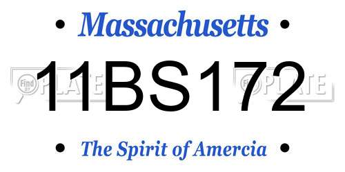 11BS172 Massachusetts License Plate