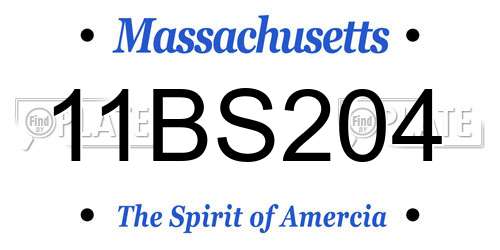 11BS204 Massachusetts License Plate