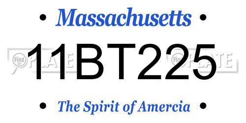 11BT225 Massachusetts License Plate