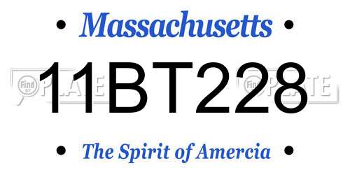 11BT228 Massachusetts License Plate