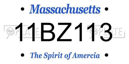 11BZ113 Massachusetts License Plate