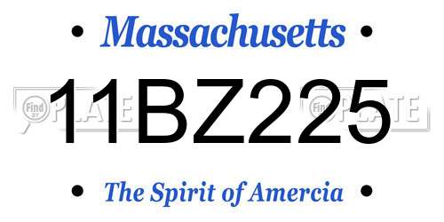 11BZ225 Massachusetts License Plate