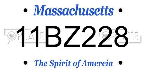 11BZ228 Massachusetts License Plate