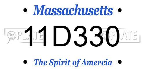 11D330 Massachusetts License Plate