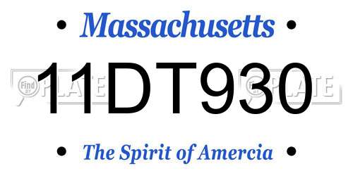 11DT930 Massachusetts License Plate