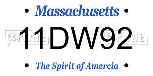 11DW92 Massachusetts License Plate