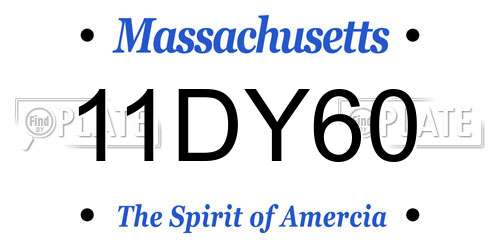 11DY60 Massachusetts License Plate
